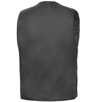 Men's Traditional Western Style Leather Motorcycle Vest - Black