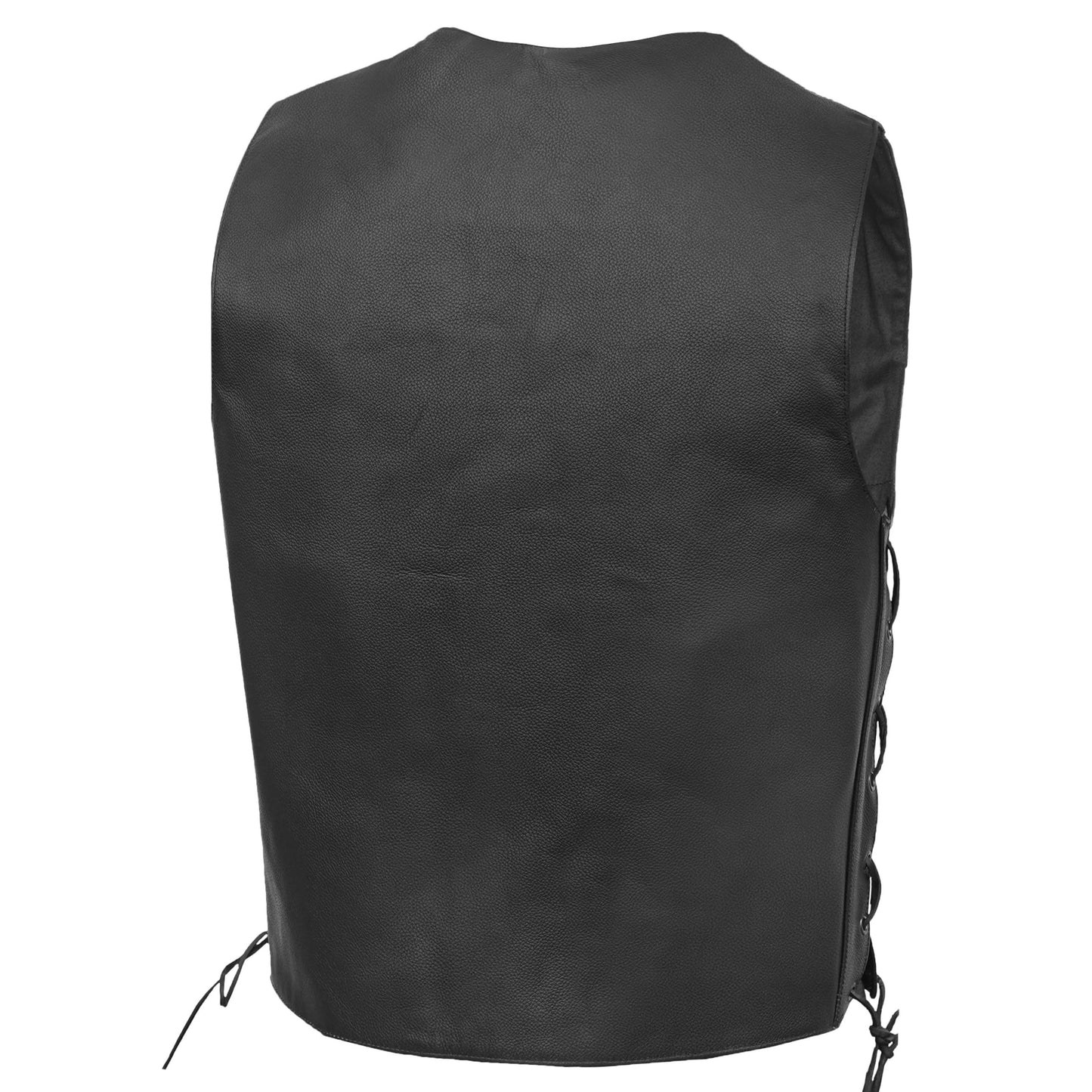 Men's Traditional western Leather Vest, side lacing - Black