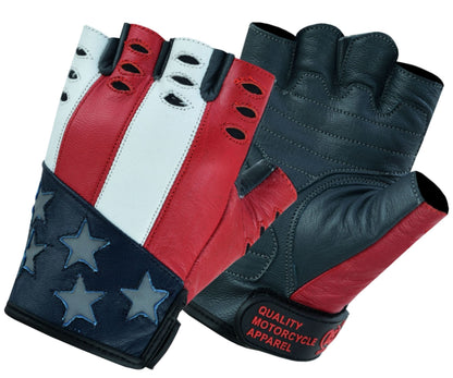 Men's fingerless glove "Freedom" Red, White and Blue