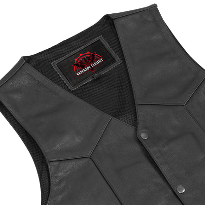 Men's "Gold" Traditional Western Vest - Black