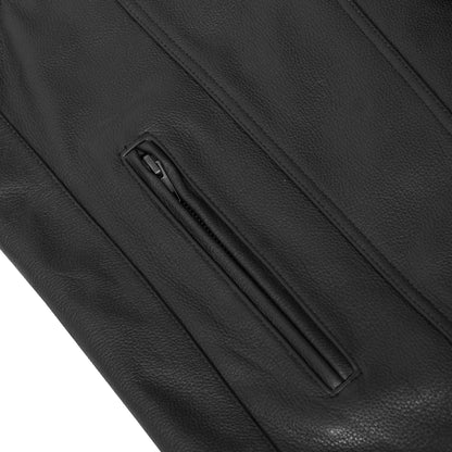 Men's Western Style "Buffalo Nickel" Black Leather Vest - Back & Satin Liner