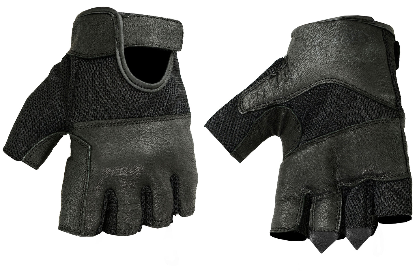 Leather and Mesh Fingerless Glove