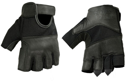 Leather and Mesh Fingerless Glove