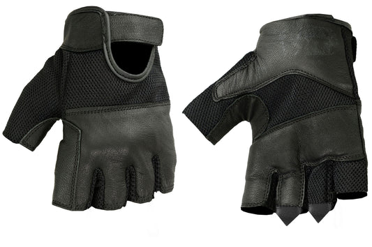 Leather and Mesh Fingerless Glove