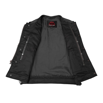 Men's Club Style side lace motorcycle vest, black leather