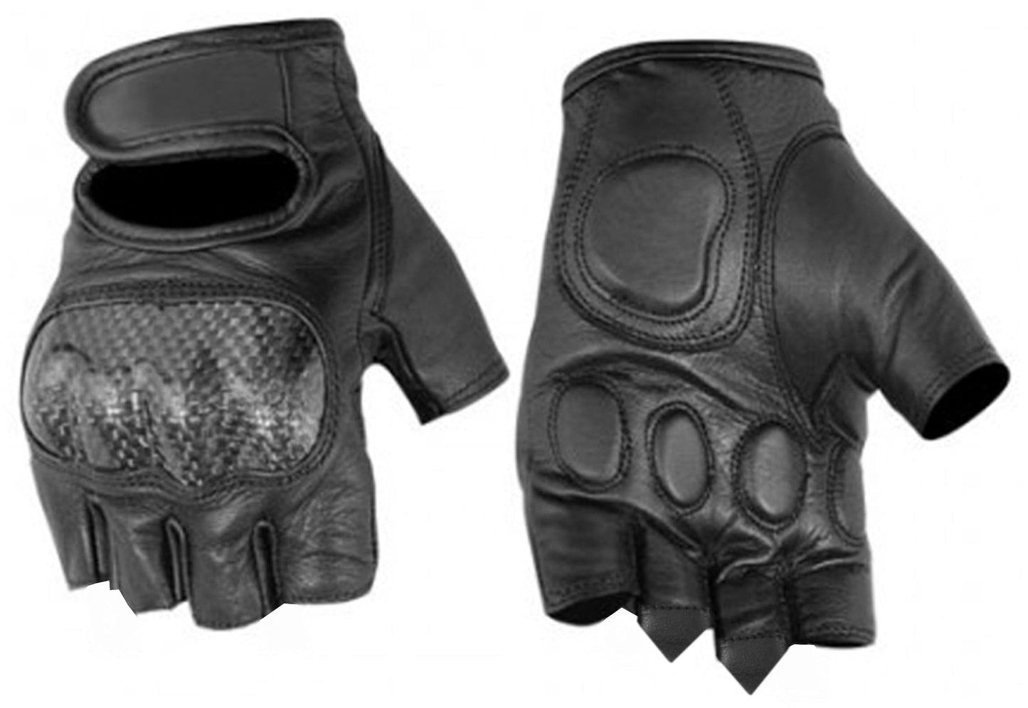 Men's Leather Fingerless Gloves "ForceGuard"