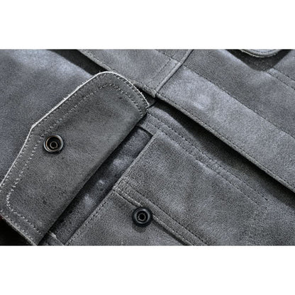 Men's Club Style in Distressed Gray Cowhide Leather