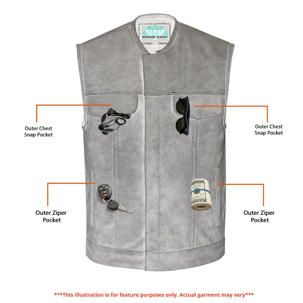 Men's Club Style in Distressed Gray Cowhide Leather