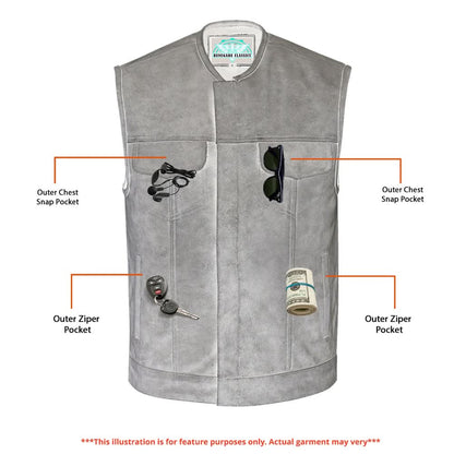 Men's Club Style in Distressed Gray Cowhide Leather