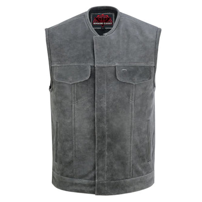 Men's Club Style in Distressed Gray Cowhide Leather