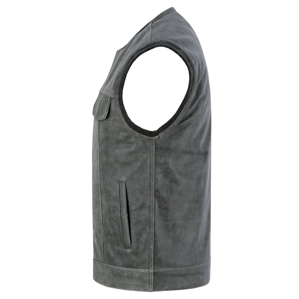 Men's Club Style in Distressed Gray Cowhide Leather