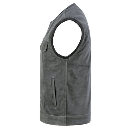 Men's Club Style in Distressed Gray Cowhide Leather