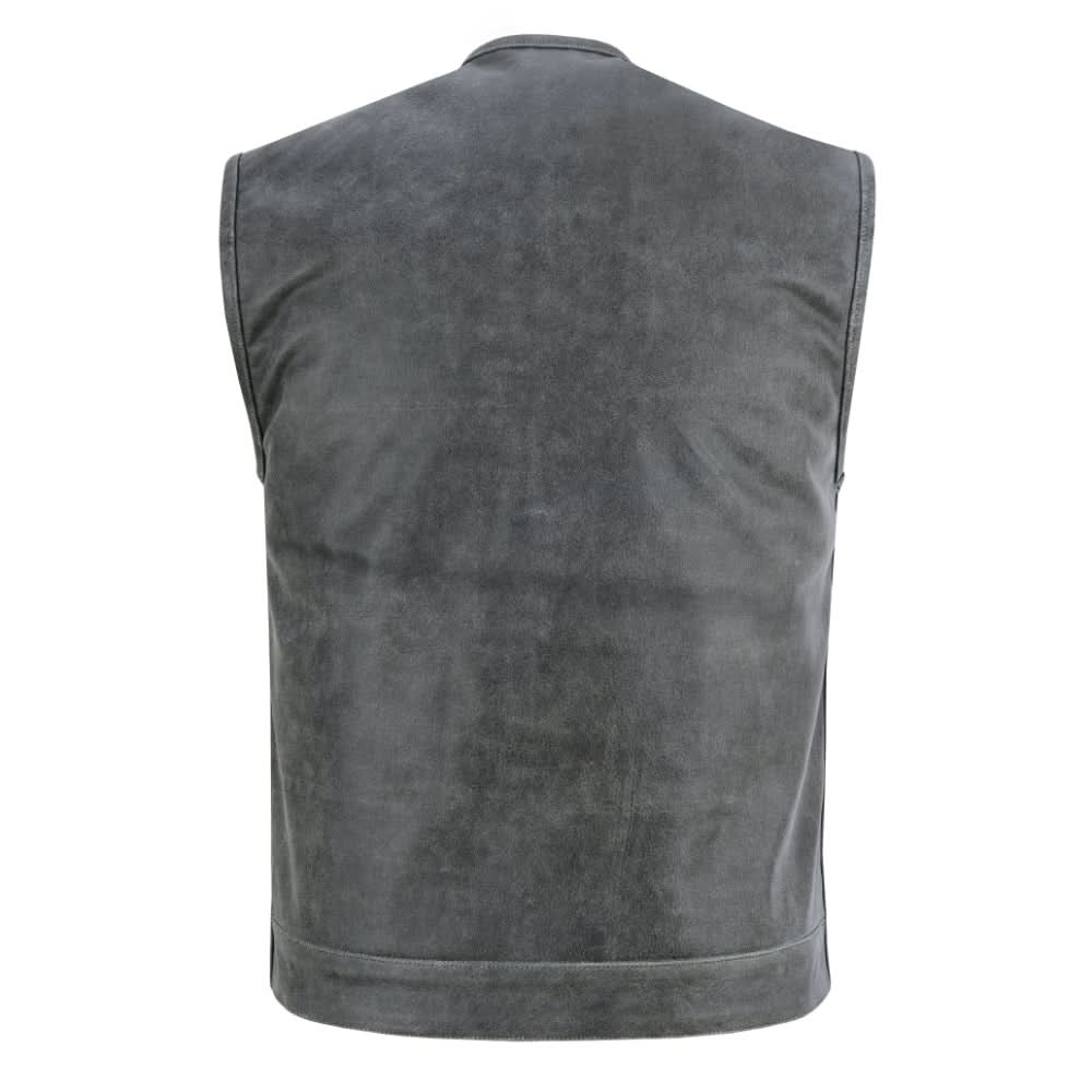 Men's Club Style in Distressed Gray Cowhide Leather