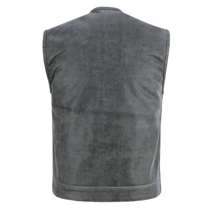Men's Club Style in Distressed Gray Cowhide Leather