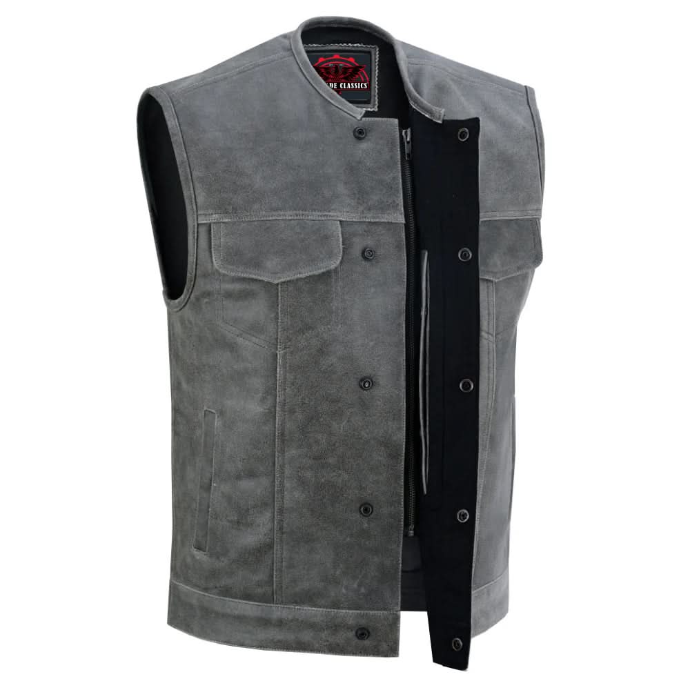 Men's Club Style in Distressed Gray Cowhide Leather