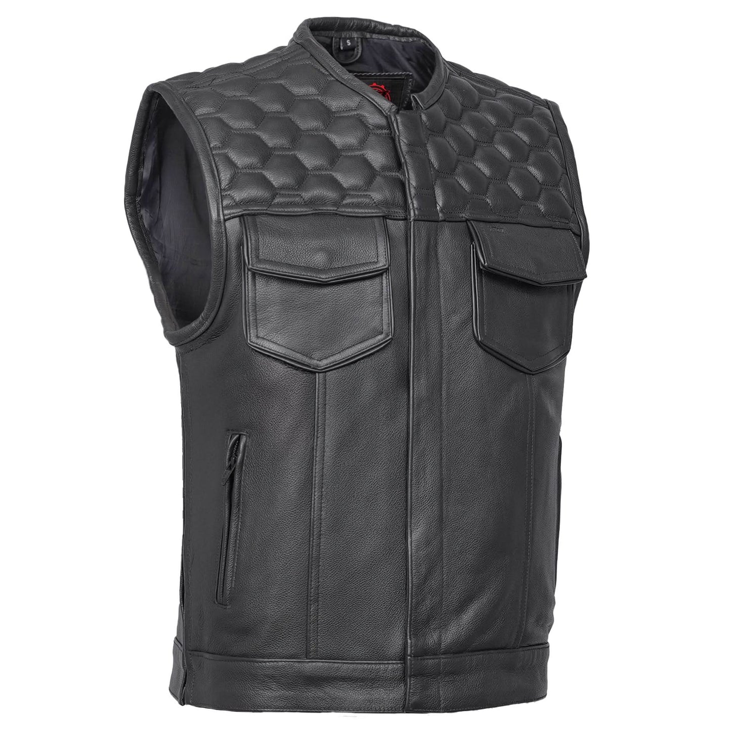 Men's "Black Horse" Club Style Leather Motorcycle Vest