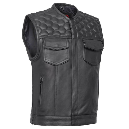Men's "Black Horse" Club Style Leather Motorcycle Vest