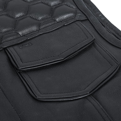 Men's "Black Horse" Club Style Leather Motorcycle Vest