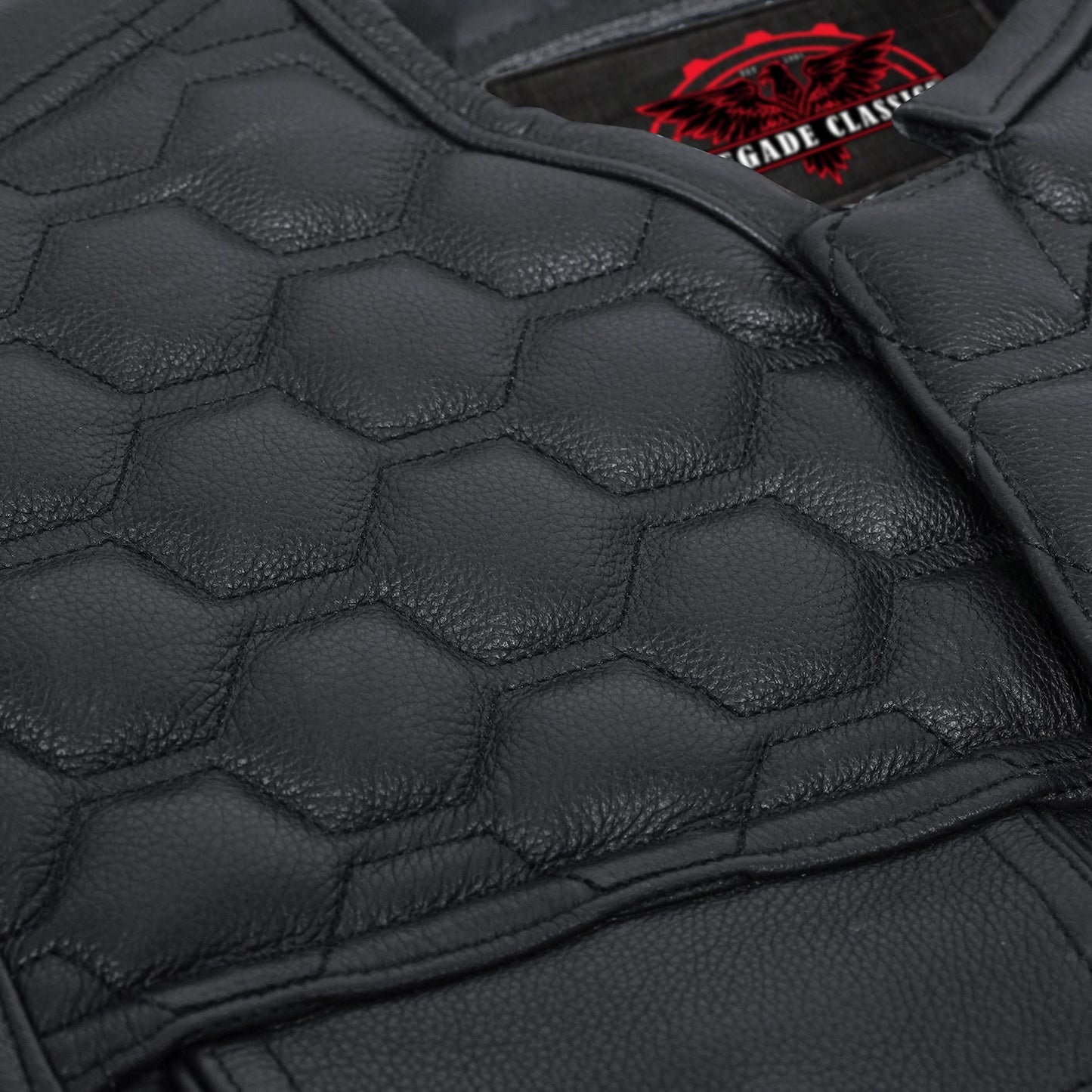 Men's "Black Horse" Club Style Leather Motorcycle Vest