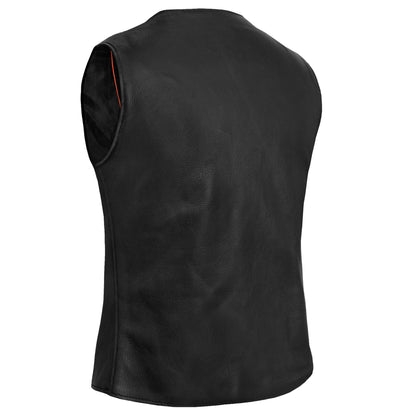 Women's Stylish Leather Vest with Longer Body- Plain Sides