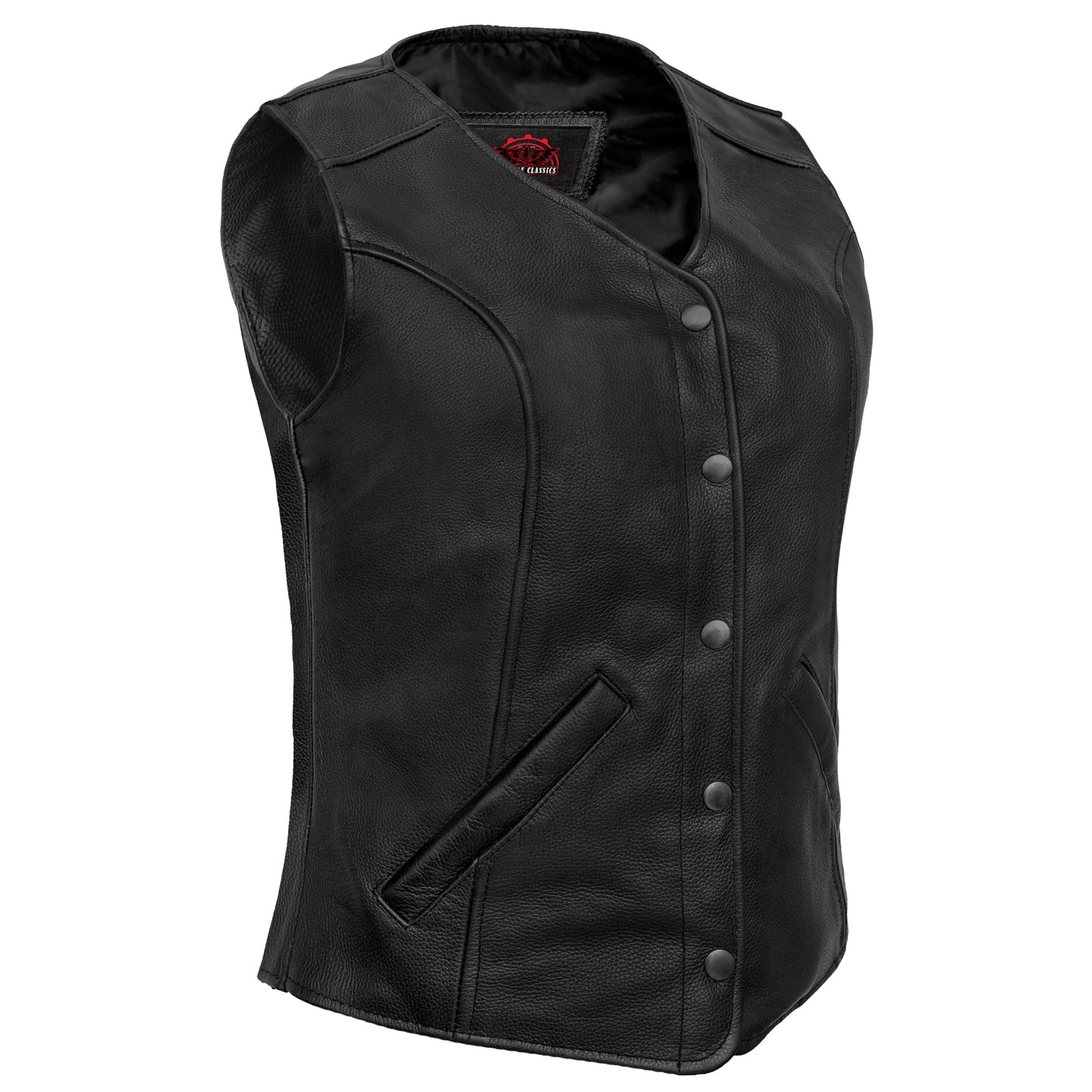 Women's Stylish Leather Vest with Longer Body- Plain Sides