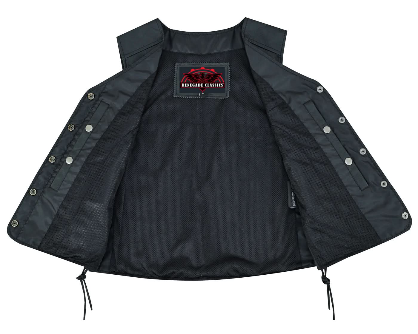 Women's Black Leather Light Weight Open Neck Vest