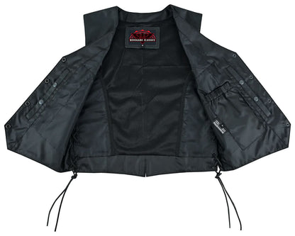 Women's Ultra-Thin Black Goat Leather Braided Vest