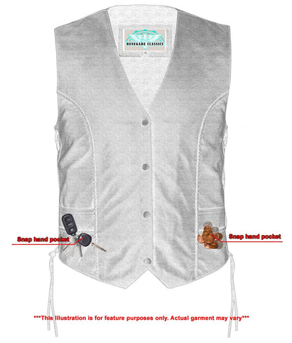 Women's Ultra-Thin Black Goat Leather Braided Vest