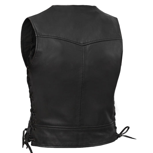 Women's Lightweight Naked Lambskin Vest with Rivets Detailing
