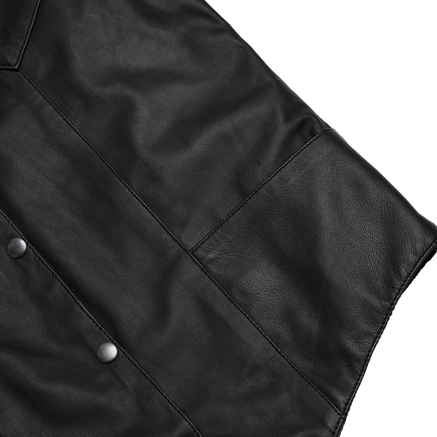 Women's Black Leather Classic Western Vest with Plain Side