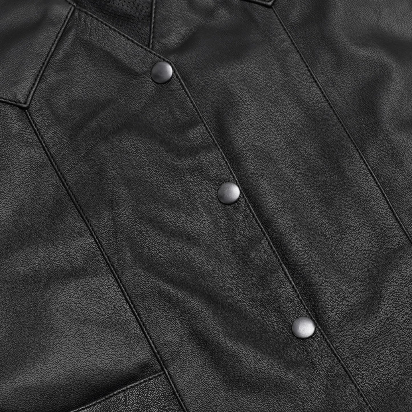 Women's Black Leather Classic Western Vest with Plain Side