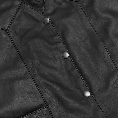 Women's Black Leather Classic Western Vest with Plain Side