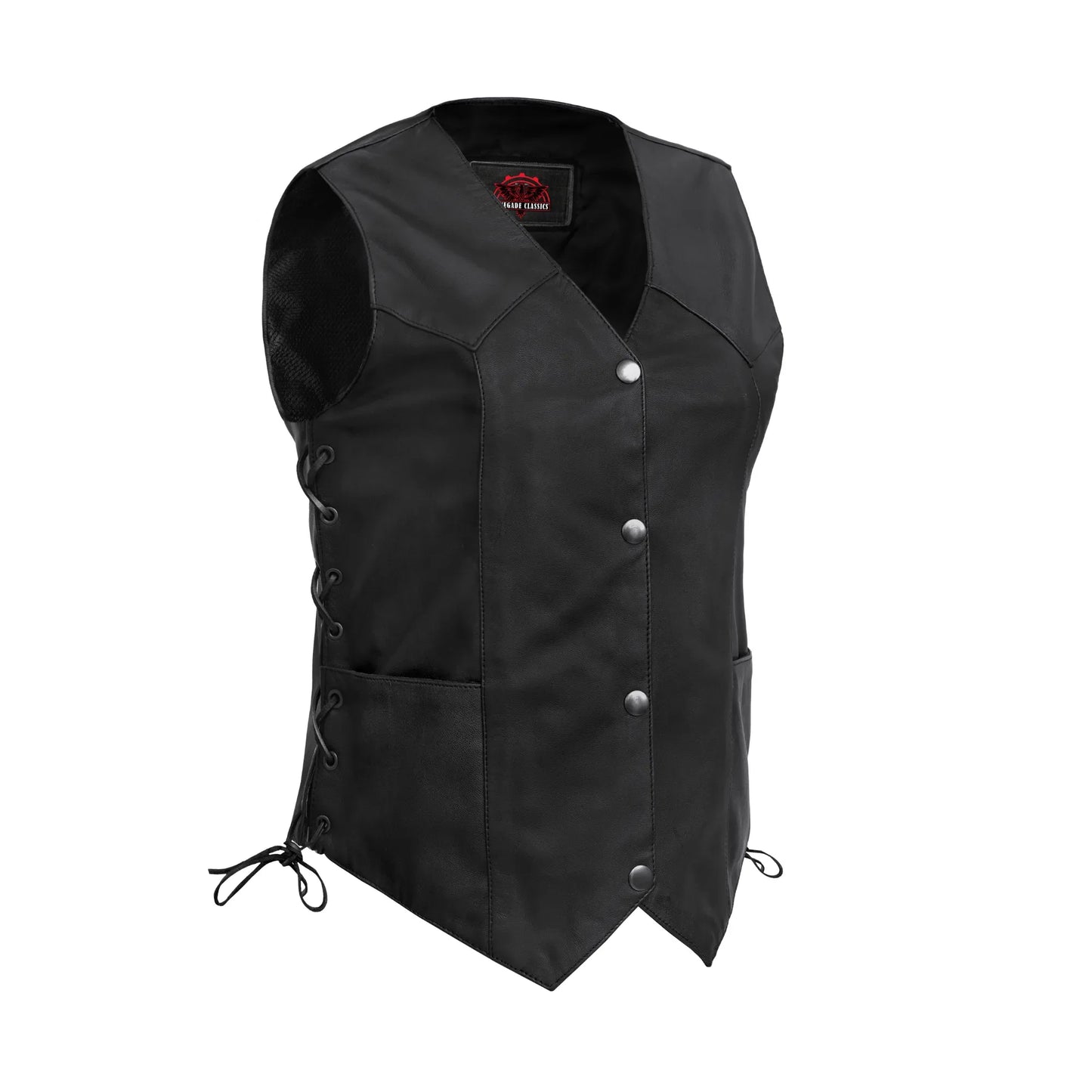 Women's Classic Leather Western Vest with Side Lace