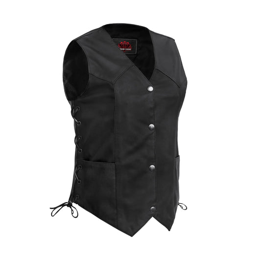 Women's Classic Leather Western Vest with Side Lace
