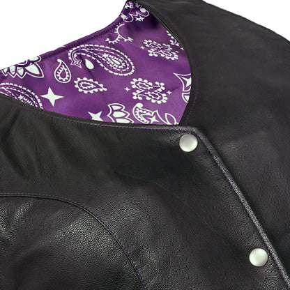 Women's Purple Paisley goat skin lined leather vest
