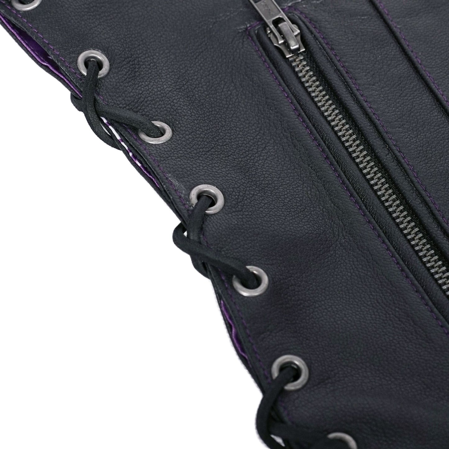 Women's Purple Paisley goat skin lined leather vest