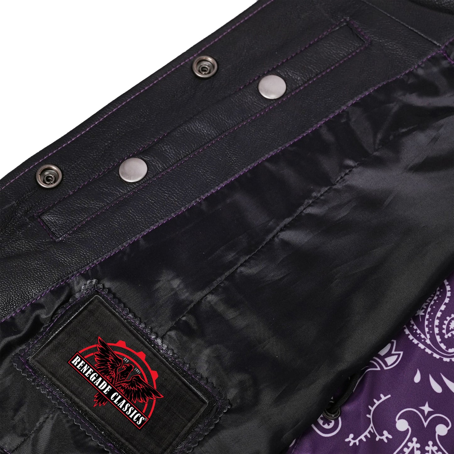 Women's Purple Paisley goat skin lined leather vest