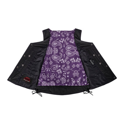 Women's Purple Paisley goat skin lined leather vest
