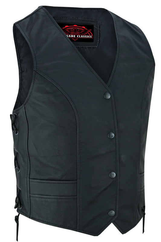 Women's Stylish Leather Full Cut Western Vest