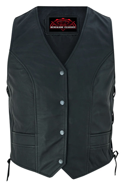 Women's Stylish Leather Full Cut Western Vest