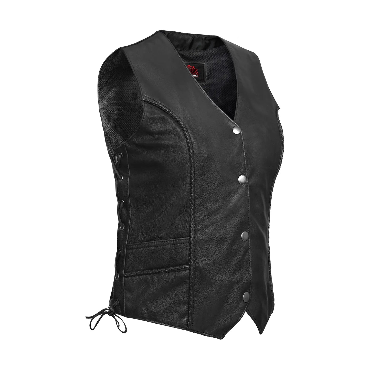 Women's Premium Leather Braided Vest