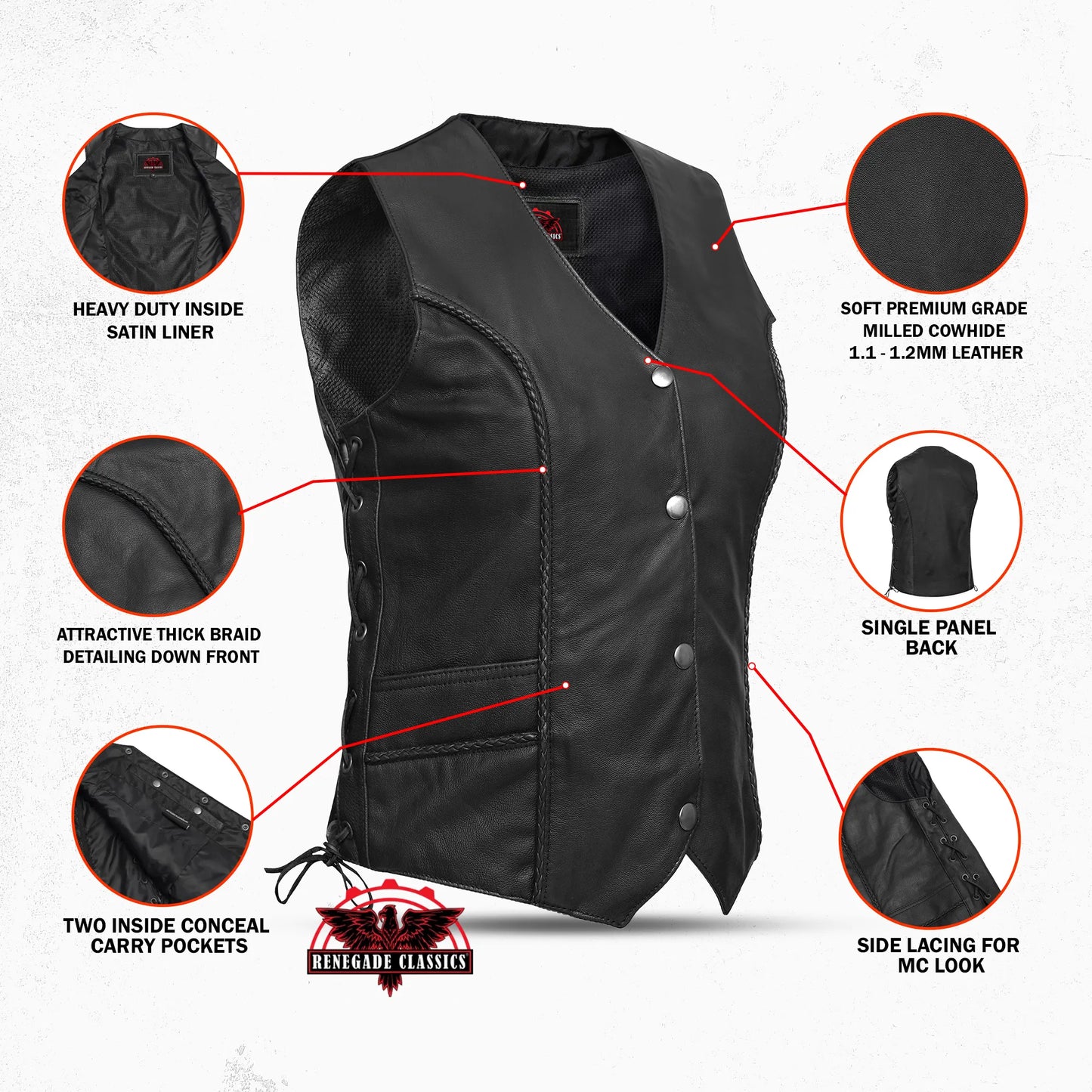 Women's Premium Leather Braided Vest