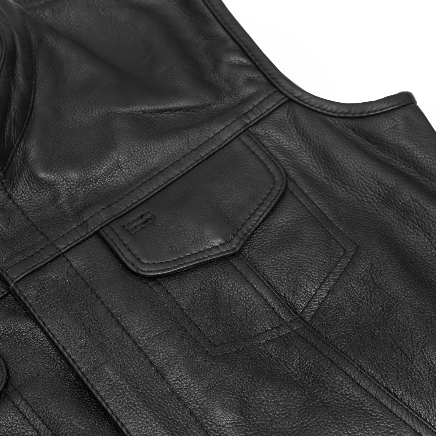 Women's Premium Leather Club Style Motorcycle Vest, Single Back Panel Concealment
