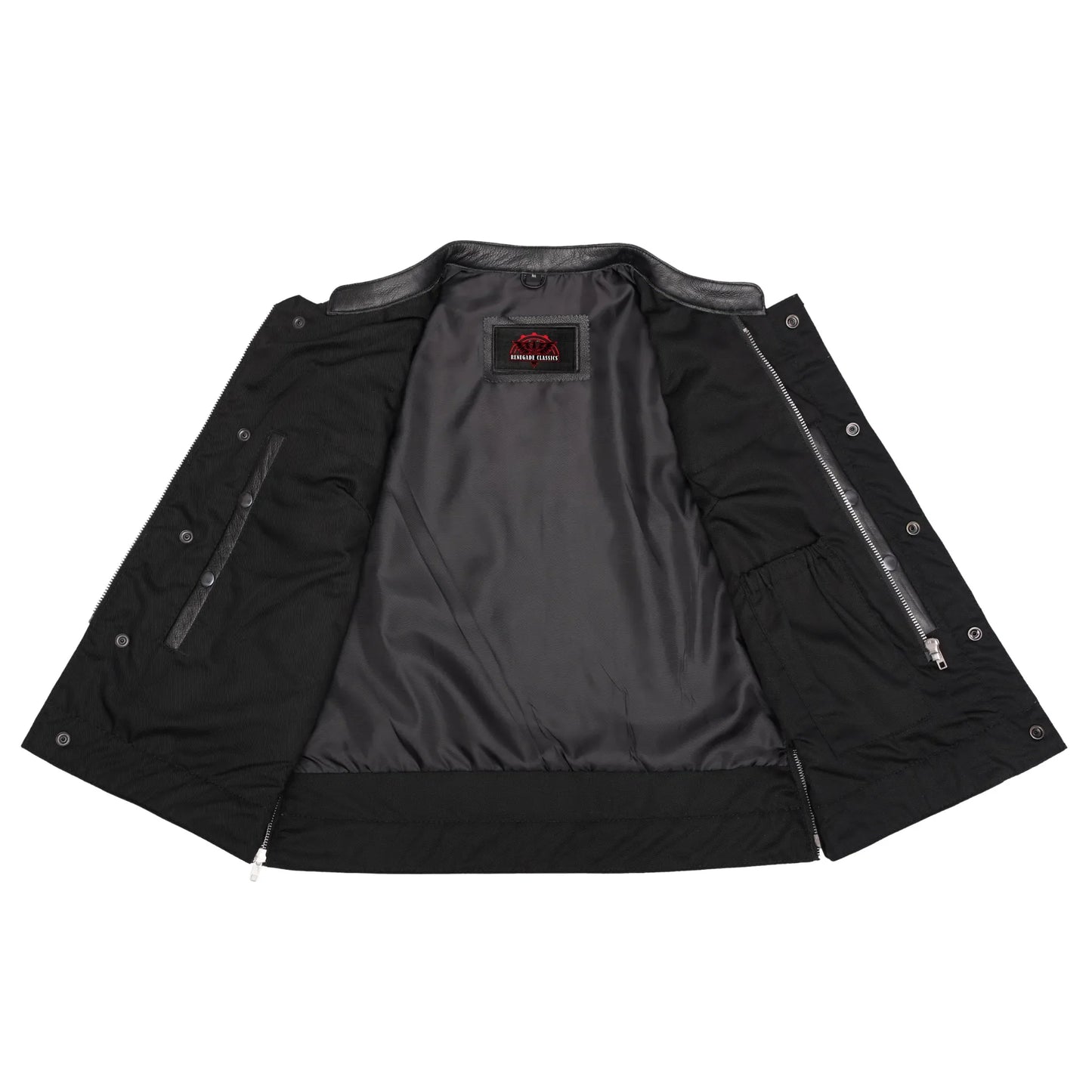 Women's Premium Leather Club Style Motorcycle Vest, Single Back Panel Concealment