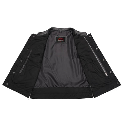 Women's Premium Leather Club Style Motorcycle Vest, Single Back Panel Concealment