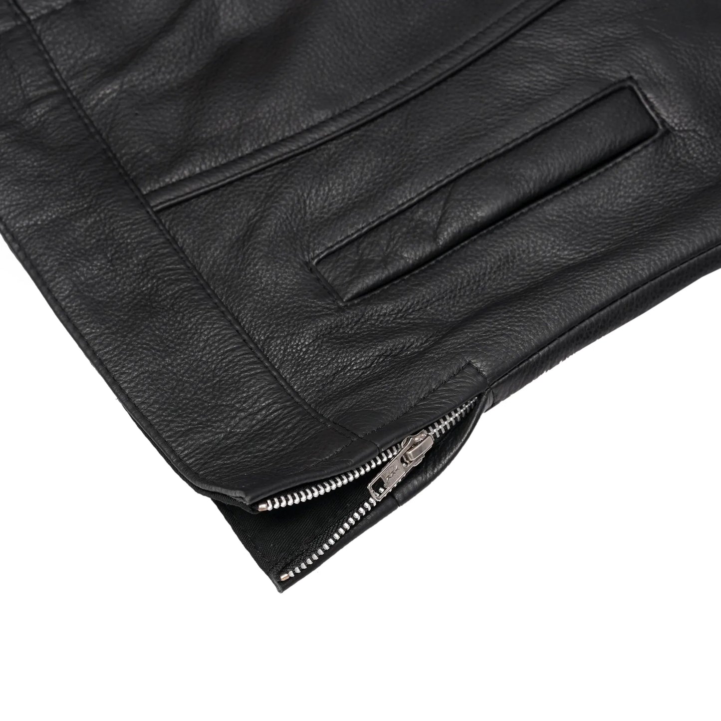 Women's Premium Leather Club Style Motorcycle Vest, Single Back Panel Concealment