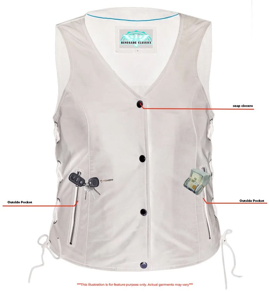 Women's Leather Full Cut Fitted Western Vest with Side Lace