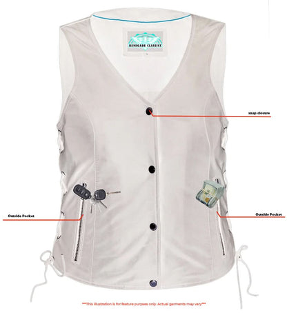 Women's Leather Full Cut Fitted Western Vest with Side Lace