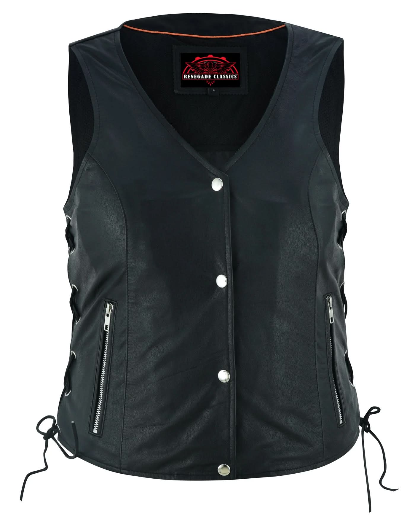 Women's Leather Full Cut Fitted Western Vest with Side Lace