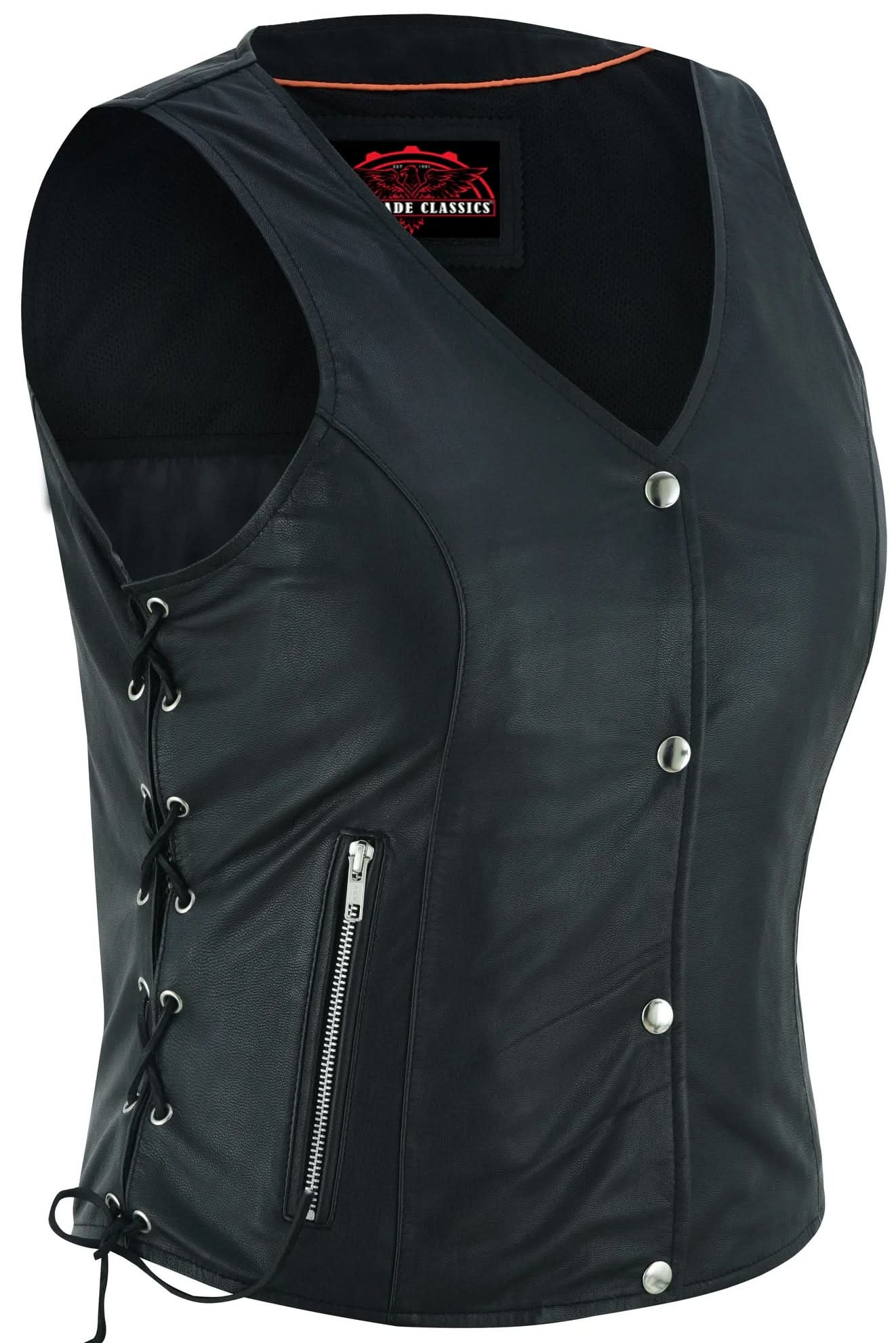 Women's Leather Full Cut Fitted Western Vest with Side Lace